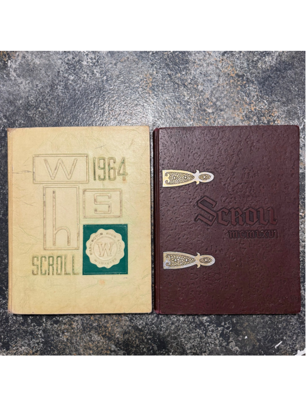 Vintage Milwaukee Yearbooks — 1964 & 1966 Washington High School Scroll